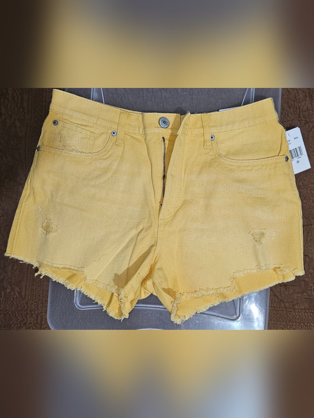 NWT STS Blue Marigold Layne STS Blue Yellow Frayed Hem Denim Shorts sz.29